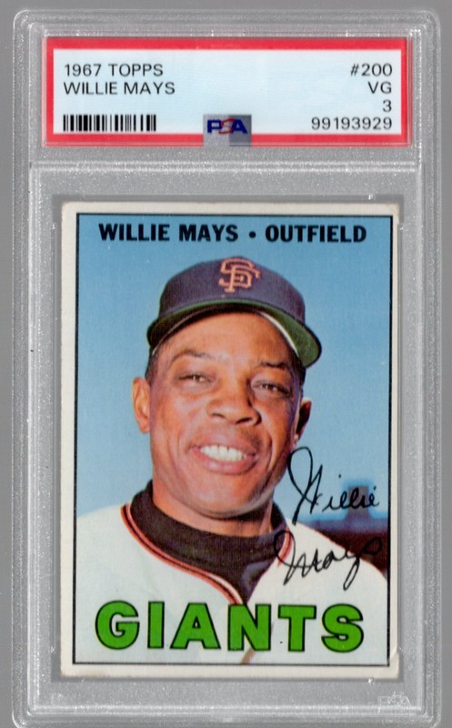 1967 TOPPS #200 WILLIE MAYS SAN FRANCISCO GIANTS BASEBALL CARD PSA 3 VG