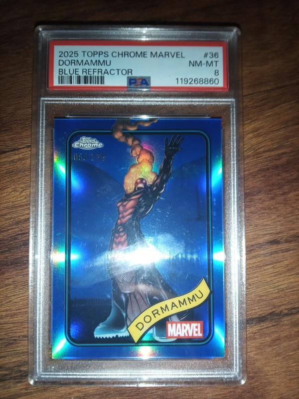 Topps Chrome Marvel Dormammu Blue Refractor Serialized #36 PSA 8 068/299