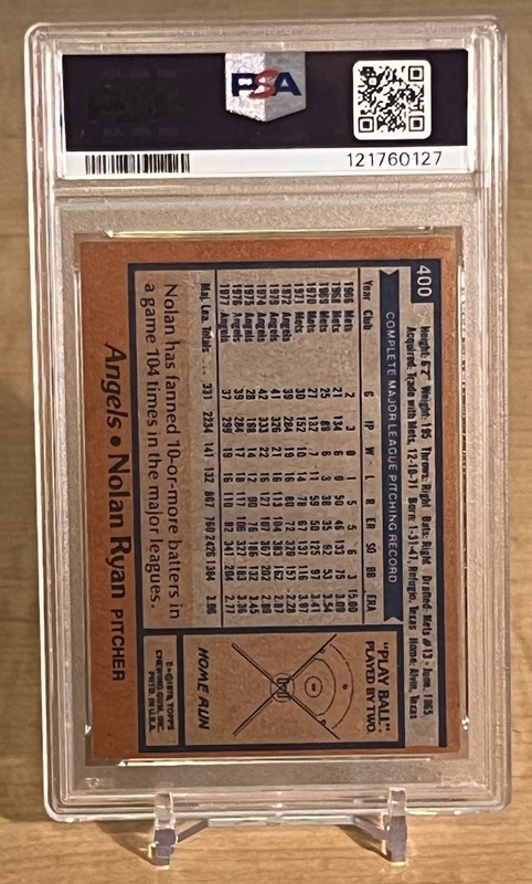 1978 Topps Nolan Ryan #400 California Angels PSA 7 view 2