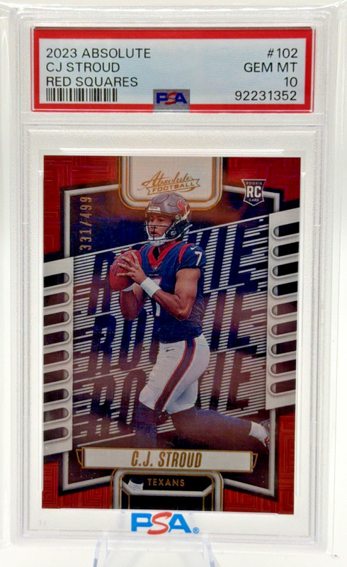 2023 Panini Absolute - Rookies C.J. Stroud #102 Red Squares /499 PSA 10 GC0241 view 1