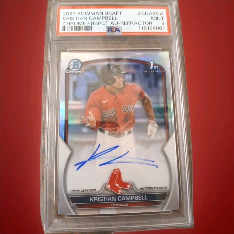 2023 1st Bowman Chrome Prospect Refractor Kristian Campbell AUTO 434/499 PSA9!