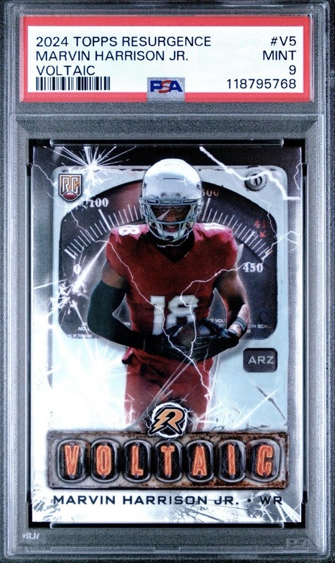 Marvin Harrison Jr 2024 Topps Resurgence #V-5 Voltaic Rookie Card RC PSA 9