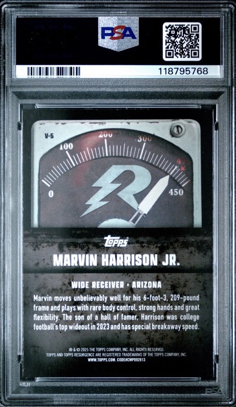 Marvin Harrison Jr 2024 Topps Resurgence #V-5 Voltaic Rookie Card RC PSA 9 view 2
