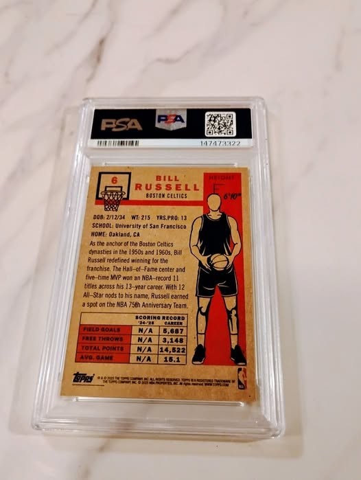 2025 Topps Living Bill Russell #6 "RARE - Low Pop" PSA 10 GEM MINT view 2