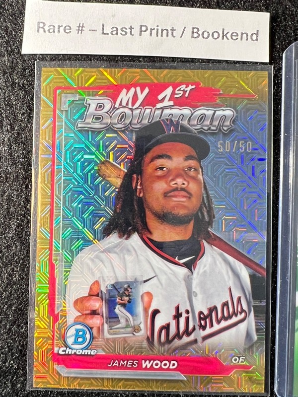 Rare # Bookend James Wood Gold 2024 Bowman Chrome My 1st 50 /50 Last Print + 1/1 view 2