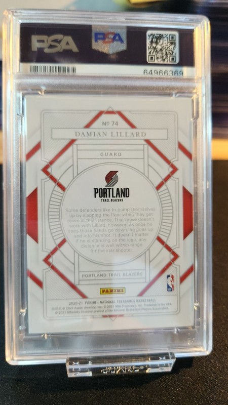 2020 Panini National Treasures Gold Damian Lillard 1/10 PSA 10 view 2