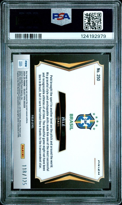 2024-25 Panini Select FIFA #250 Pele Orange Fluorescent PSA 10 #/125 view 2