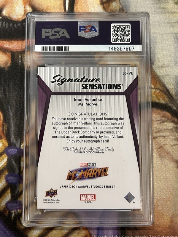 Marvel Studios Series 1 Iman Vellani Auto SS-VE Inscribed “Ms Marvel” - PSA 9 🔥 view 2