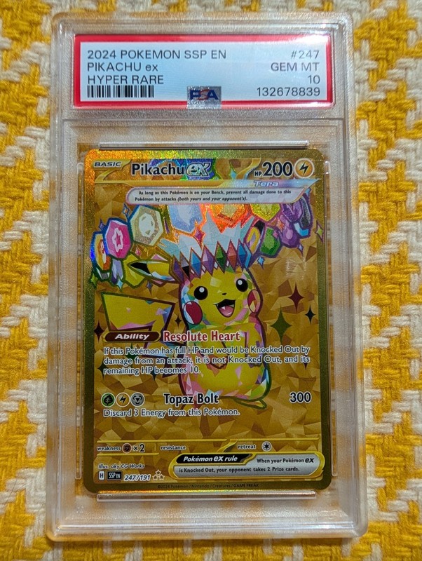 Pokemon Pikachu ex Surging Sparks Hyper Rare #247 PSA 10 Gem Mint 247/191