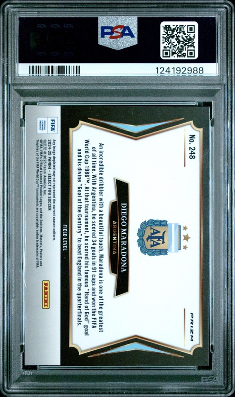 2024-25 Panini Select FIFA #248 Diego Maradona Ice PSA 10 view 2
