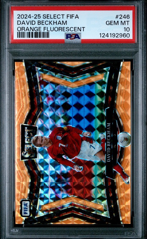 2024-25 Panini Select FIFA #246 David Beckham Orange Fluorescent PSA 10 #/125