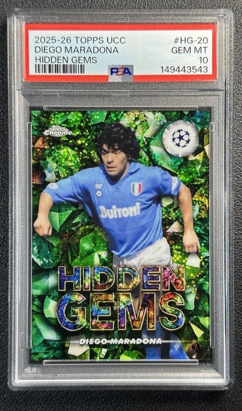DIEGO MARADONA PSA 10 2025-26 TOPPS CHROME UCC #HG-20 HIDDEN GEMS SSP 3543