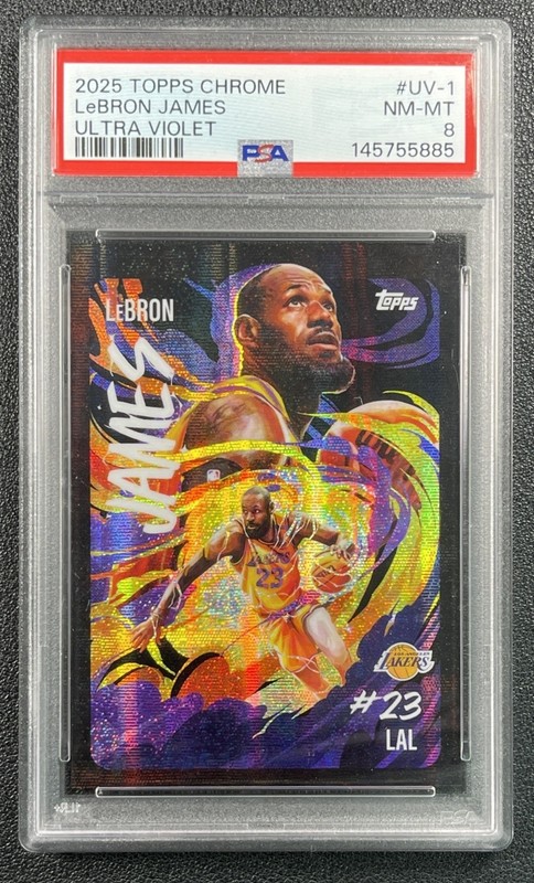 LEBRON JAMES PSA 8 2025-26 TOPPS CHROME #UV-1 ULTRA VIOLET SSP LAKERS 5885