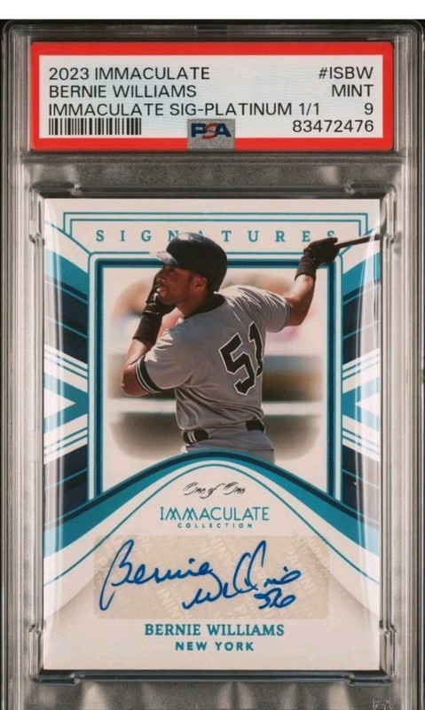 2023 IMMACULATE BERNIE WILLIAMS SIGNATURE PLATINUM 1/1 ONE OF ONE PSA 9 PCB MD$
