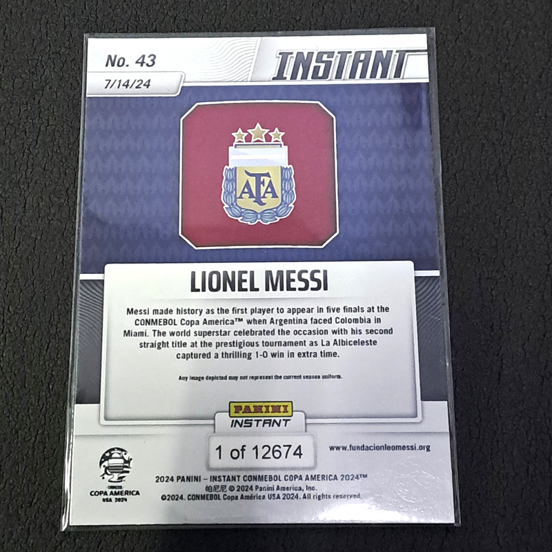 2024 Panini instant Copa America Lionel Messi Champion #43 view 2