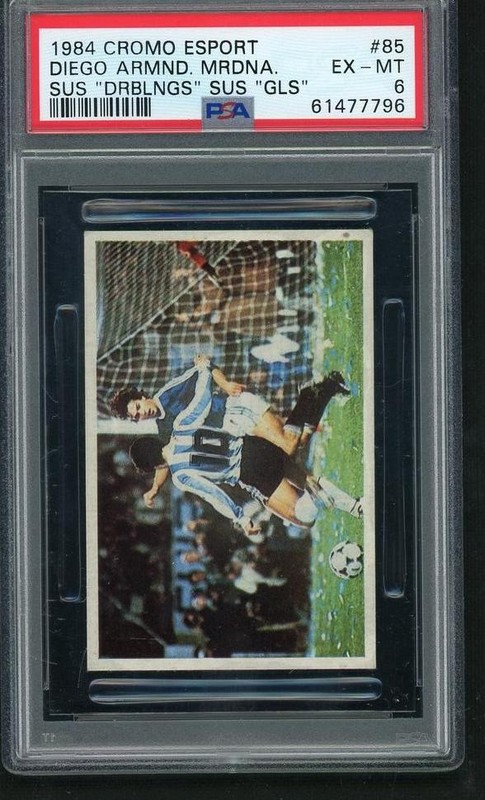 1984 Cromo Esport Sus "Driblings" Sus "Goles" Diego Maradona #85 PSA 6