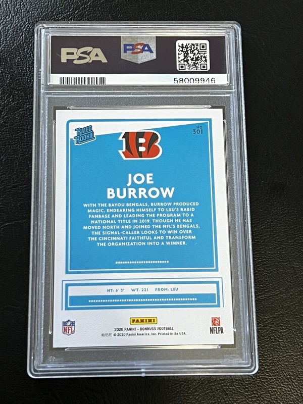 Joe Burrow (Rookie) PSA 10 - 2020 Panini Donruss - Rated Rookie Canvas (RC) view 2