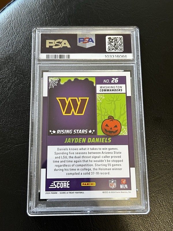 Jayden Daniels Rookie PSA 10 - 2024 Panini Score-A-Treat - Rising Star Bats view 2