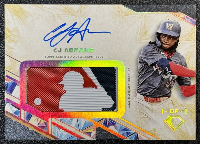 CJ ABRAMS 2025 TOPPS DIAMOND ICONS AUTO MLB SILHOUETTED BATTER LOGO PATCH 1/1