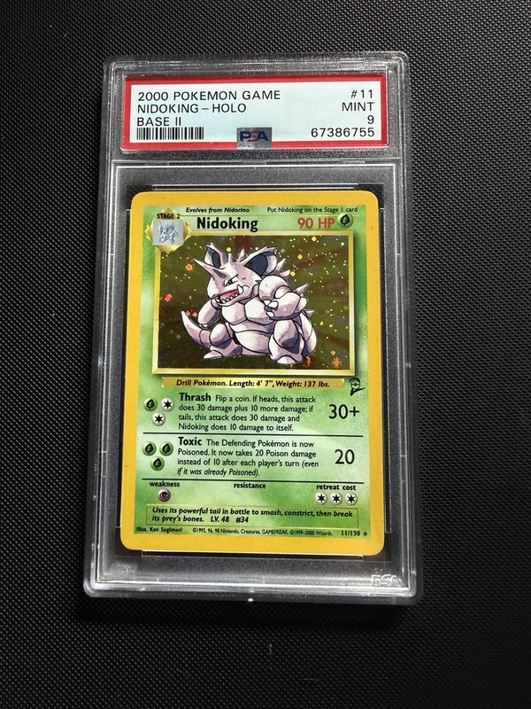 Nidoking Holo 11/130 PSA 9 Base Set 2 Pokémon Card 2000 NM-MT