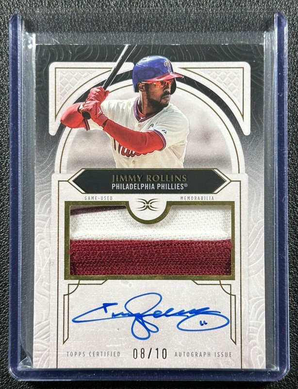 JIMMY ROLLINS 2025 TOPPS DEFINITIVE #DAR-JR GAME-USED PATCH AUTO 08/10
