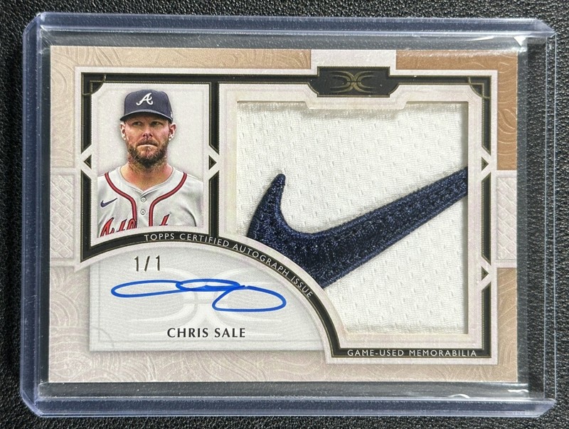 1/1 CHRIS SALE 2025 TOPPS DEFINITIVE #ARC-CSA GAME-USED NIKE LOGO PATCH AUTO 1/1