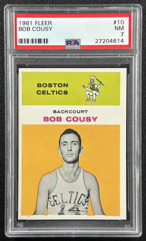 BOB COUSY PSA 7 1961-62 FLEER BASKETBALL #10 CELTICS 4614