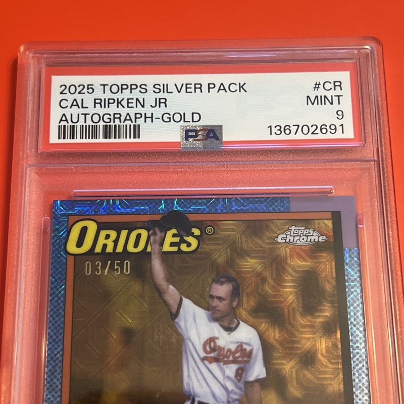 2025 Topps Silver Pack- Cal Ripken Jr 1990 35th Anniversary - Gold- Auto /50  view 2