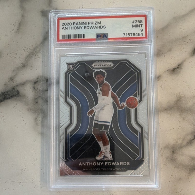Panini 2020-21 Prizm Anthony Edwards Rookie Base Timberwolves #258 PSA 9