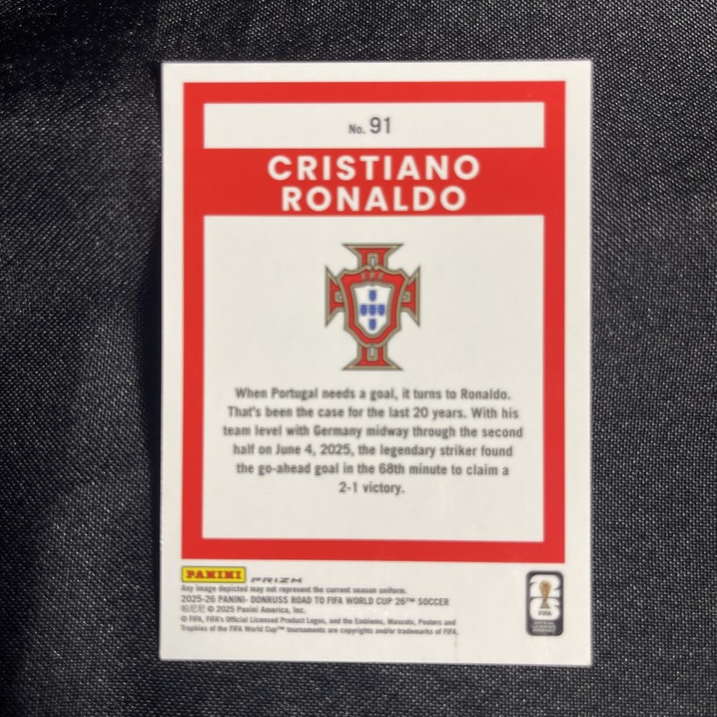 2025-26 Panini Donruss Road to World Cup Cristiano Ronaldo Plum Blossom Prizm view 2
