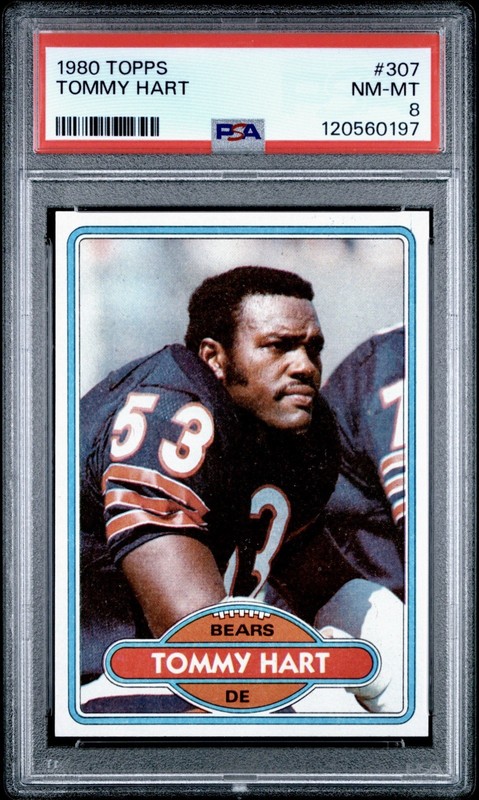 1980 Topps Tommy Hart #307 PSA 8 NM-MT Chicago Bears Vintage NFL Card