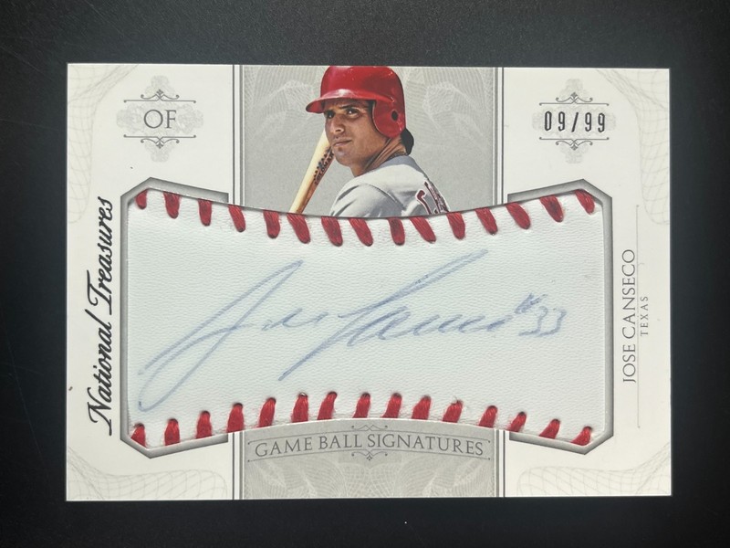 2015 Panini National Treasures JOSE CANSECO Game Ball Signatures /99 AUTO