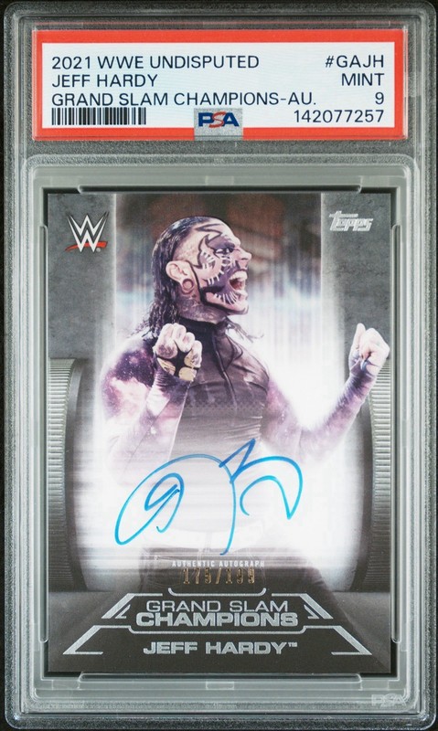 2021 Topps WWE Undisputed Jeff Hardy Grand Slam Champions Auto /199 PSA 9