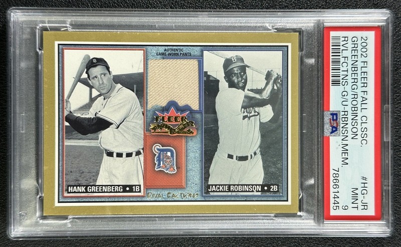 JACKIE ROBINSON GREENBERG PSA 9 2002 FLEER FALL CLASSIC RIVAL GAME USED PANTS