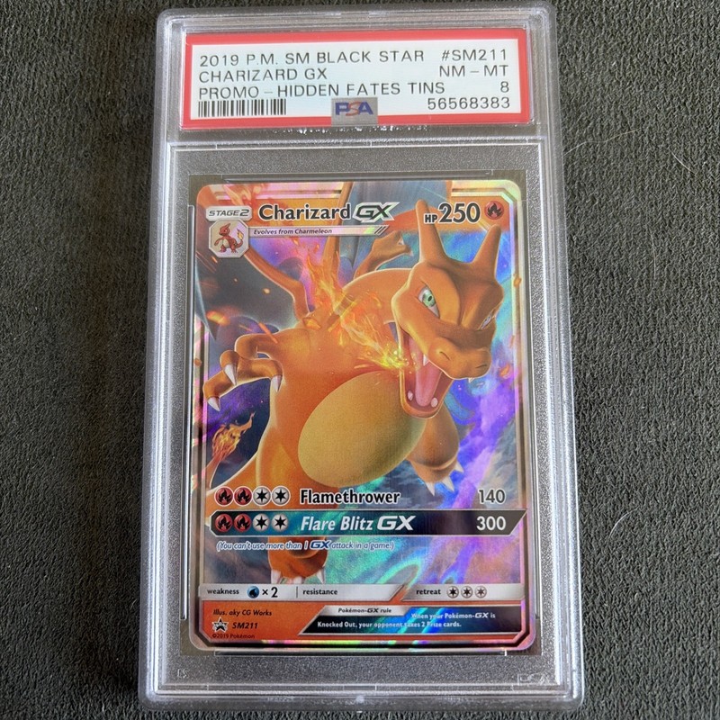 PSA Near Mint/Mint 8 - Charizard GX - Hidden Fates Black Star Promo - #SM211