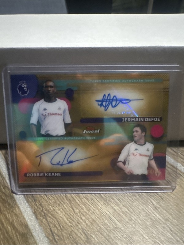 2026 Topps Finest Premier League Jermaine Defoe Robbie Keane Gold Refractor Auto