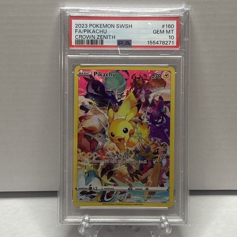 Pokémon Pikachu TCG Crown Zenith Holo Full Art Secret Rare Card PSA 10 160/159