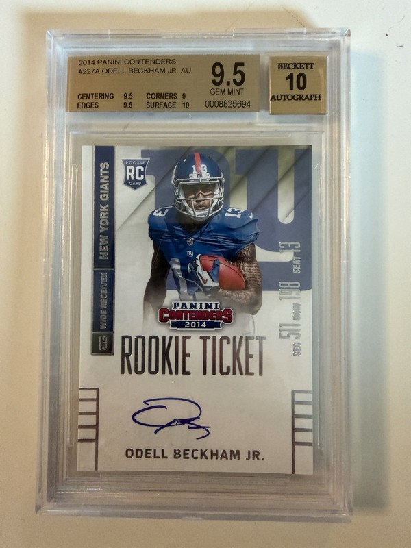 2014 Panini Contenders Odell Beckham Jr. Rookie On Card Auto BGS 9.5 Giants