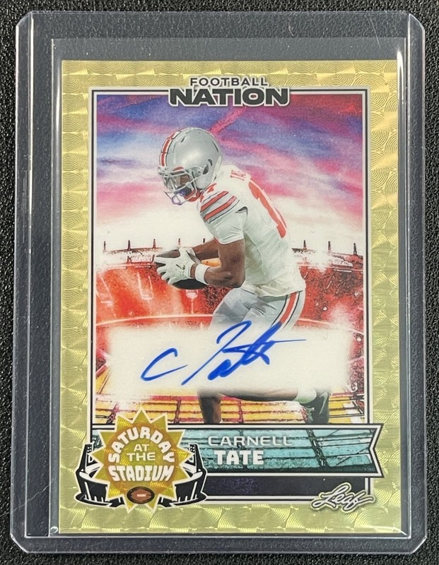 CARNELL TATE 2025 LEAF FOOTBALL NATION THE STADIUM AUTO SUPER PRISMATIC GOLD 1/1