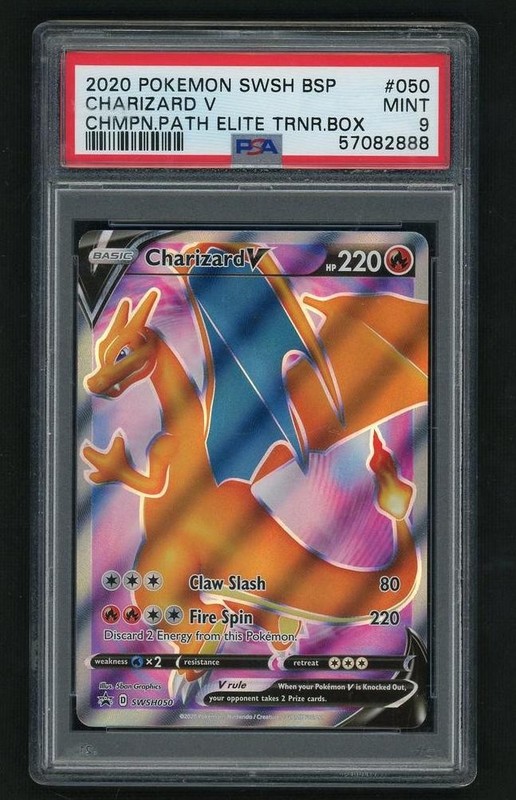2020 Pokemon Sword Shield Promo Champs Path ETB Charizard V #SWSH050 PSA 9