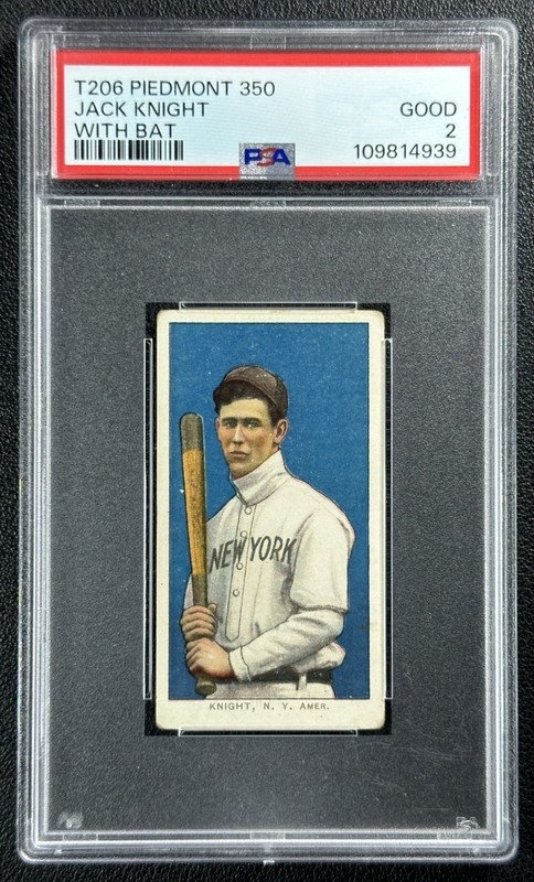 JACK KNIGHT PSA 2 T206 PIEDMONT 350 BASEBALL WITH BAT 939