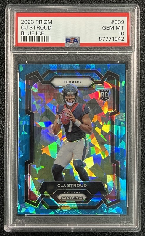 C.J. STROUD PSA 10 2023 PANINI PRIZM #339 ROOKIE BLUE ICE RC 75/99 TEXANS