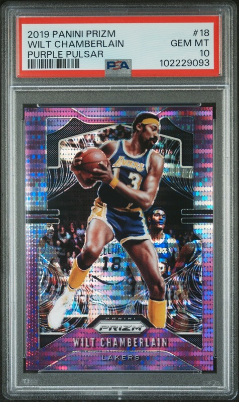 WILT CHAMBERLAIN 2019-20 PANINI PRIZM PURPLE PULSAR SP 28/35 PSA 10 GEM MINT