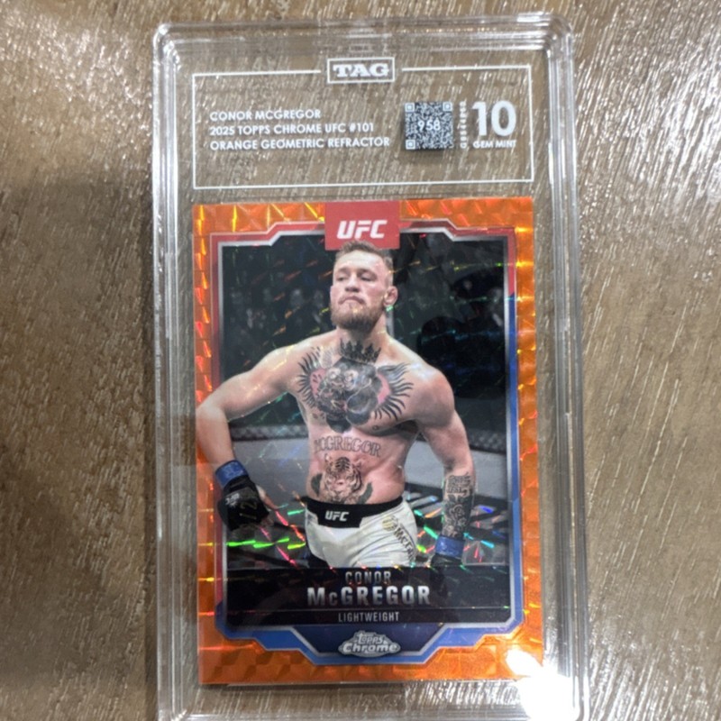 Topps Chrome UFC Conor McGregor Orange Geometric Refractor #101 /25 TAG 10 2025