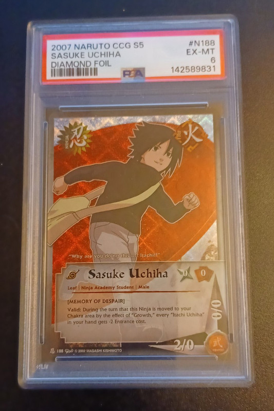 2007 NARUTO CCG N188 Sasuke Uchiha DIAMOND FOIL PSA 6