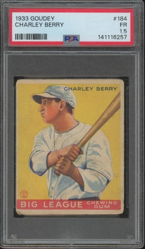 1933 Goudey Baseball CHARLEY BERRY #184 Vintage PSA 1.5 FAIR BIN39