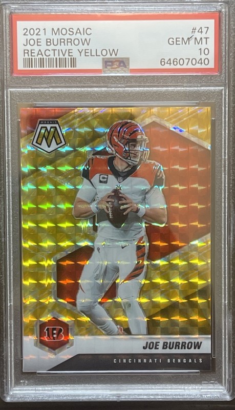 2021 Panini Mosaic - Mosaic Reactive Yellow Prizm #47 Joe Burrow PSA 10 GEM