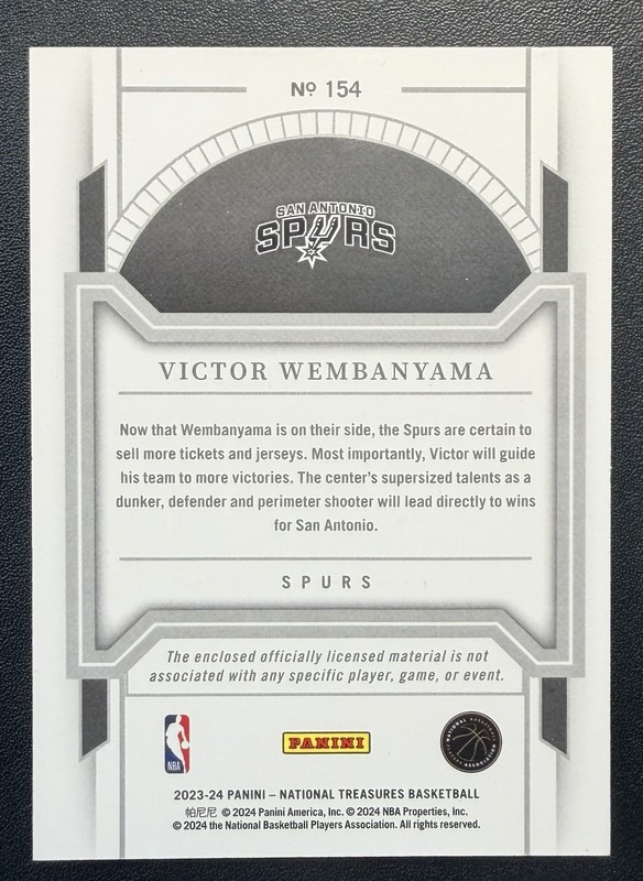 2023 National Treasures Victor Wembanyama Rc True Rookie Patch /99 DPOY Spurs! view 2