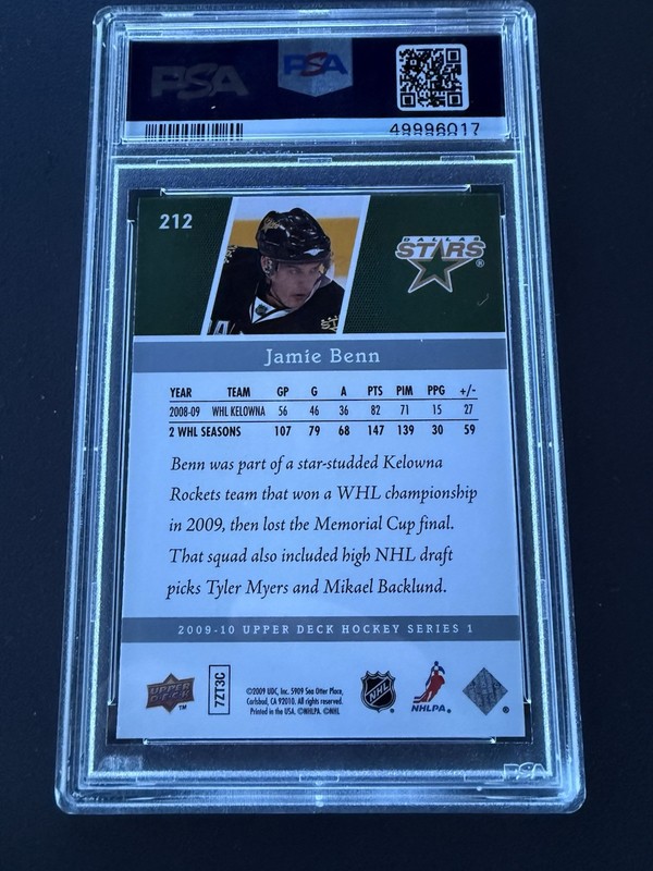 2009-10 Upper Deck - Young Guns Jamie Benn #212 (RC) PSA 9 view 2