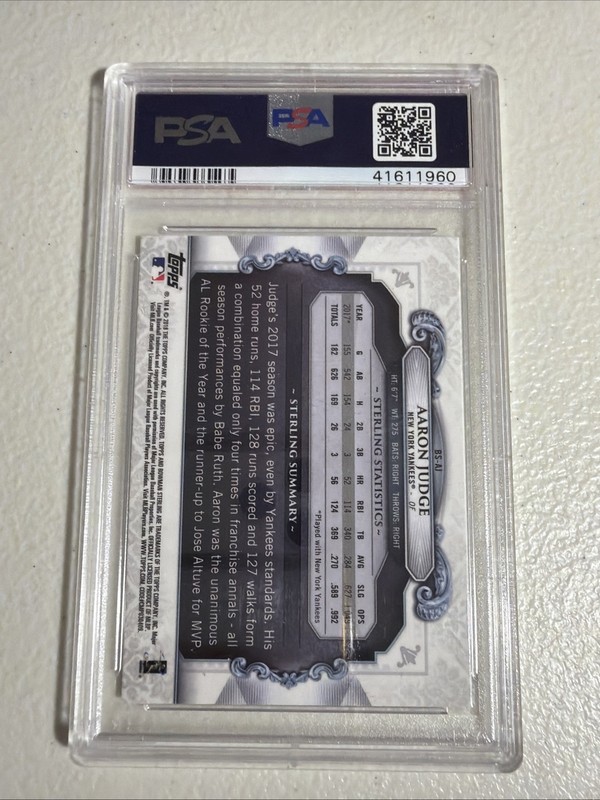 2018 Bowman Chrome Bowman Sterling Continuity Aaron Judge #BS-AJ PSA 10 view 2